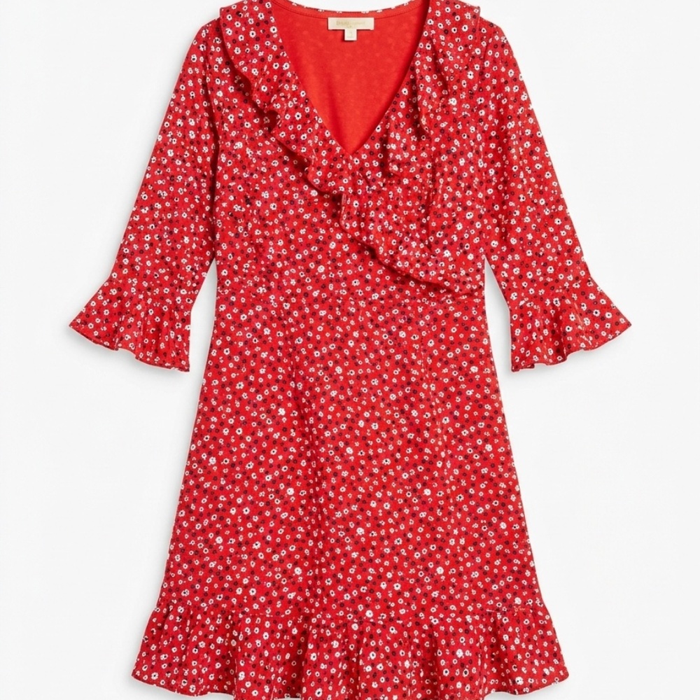 Boden Red Floral Midi Dress